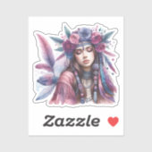 Boho Meisje AI Kunst Boheemse Mode Sticker (Vel)