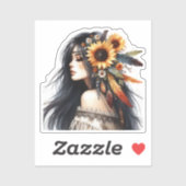 Boho Meisje AI Kunst Boheemse Mode Sticker (Vel)