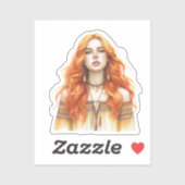 Boho Meisje AI Kunst Boheemse Mode Sticker (Vel)