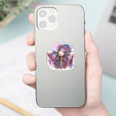 Boho Meisje AI Kunst Boheemse Mode Sticker (Telefoon)