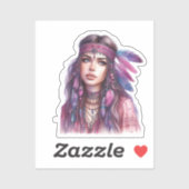 Boho Meisje AI Kunst Boheemse Mode Sticker (Vel)