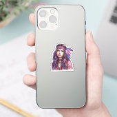 Boho Meisje AI Kunst Boheemse Mode Sticker (Telefoon)