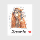 Boho Meisje AI Kunst Boheemse Mode Sticker (Vel)