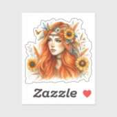 Boho Meisje AI Kunst Boheemse Mode Sticker (Vel)