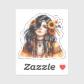 Boho Meisje AI Kunst Boheemse Mode Sticker (Vel)