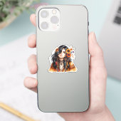 Boho Meisje AI Kunst Boheemse Mode Sticker (Telefoon)