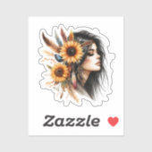 Boho Meisje AI Kunst Boheemse Mode Sticker (Vel)