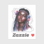 Boho Meisje AI Kunst Boheemse Mode Sticker (Vel)