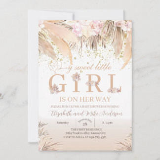 Boho Meisje Baby Shower Uitnodiging