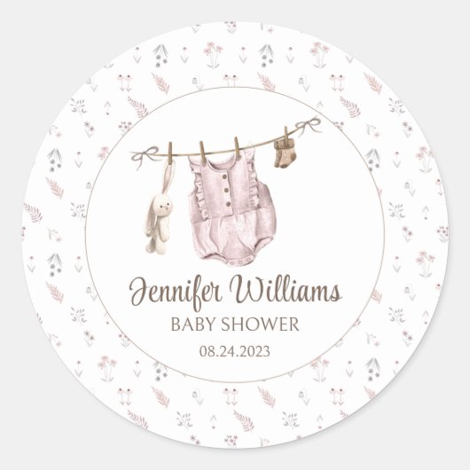 Boho meisje doucht stickers rond (Voorkant)