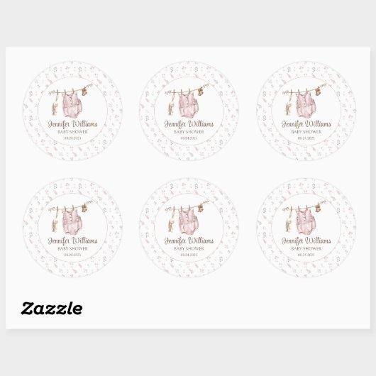 Boho  meisje doucht stickers rond (Vel)