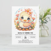 Boho meisje eend verjaardag kaart (Staand voorkant)