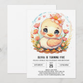 Boho meisje eend verjaardag kaart (Voorkant / Achterkant)