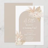 Boho Meisje Konijn Verjaardag Uitnodiging (Voorkant / Achterkant)