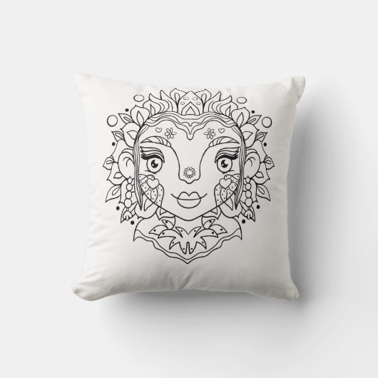 Boho Meisje Mandala Kussen (Voorkant)