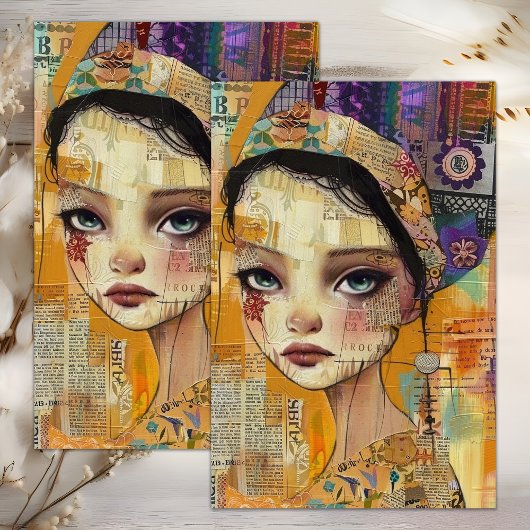BOHO MEISJE MENGTECHNIEK DECOUPAGE VLOEIPAPIER TISSUEPAPIER