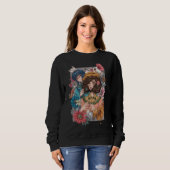 Boho-meisje met bloemen sweatshirt (Voorkant volledig)