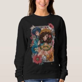 Boho-meisje met bloemen sweatshirt