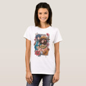 Boho-meisje met bloemen T-shirt  (Voorkant volledig)
