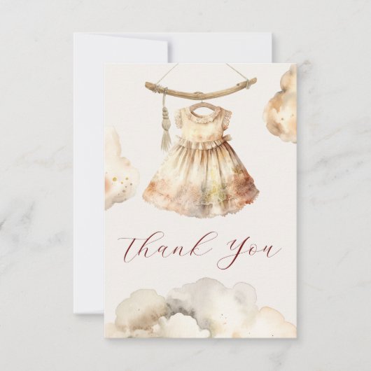 Boho meisje outfit Baby shower dank u Bedankkaart (Voorkant)