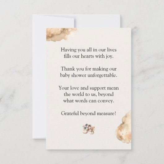 Boho meisje outfit Baby shower dank u Bedankkaart (Achterkant)