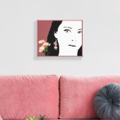 Boho meisje roze mode illustratie trendy canvas afdruk (Insitu (Woonkamer))