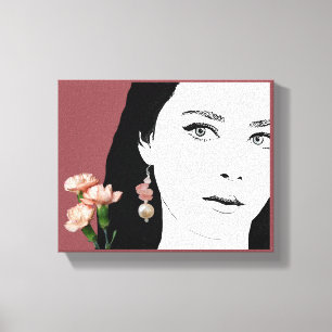 Boho meisje roze mode illustratie trendy canvas afdruk