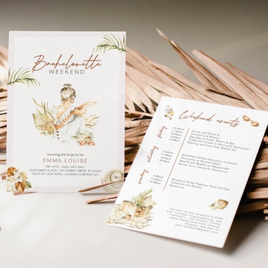 Boho Meisje Strand Pampas Grass Bachelorette Kaart