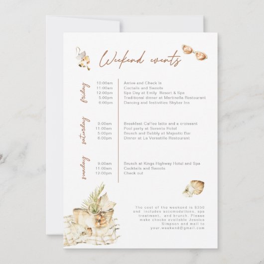 Boho Meisje Strand Pampas Grass Bachelorette Kaart (Achterkant)