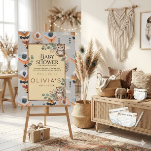 Boho Meisje Uil Baby Shower Acryl Bord