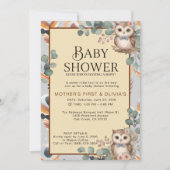 Boho Meisje Uil Baby Shower Uitnodiging (Voorkant)