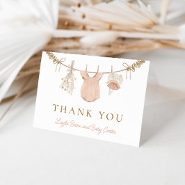 Boho meisje waslijn Baby shower dank je kaart