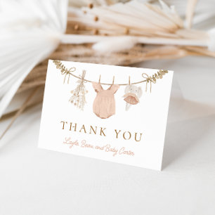 Boho meisje waslijn Baby shower dank je kaart