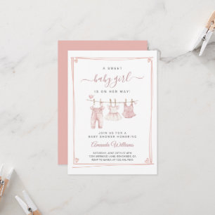 Boho meisje waslijn Baby shower uitnodiging