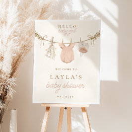 Boho meisje waslijn Baby shower welkomstbord Poster