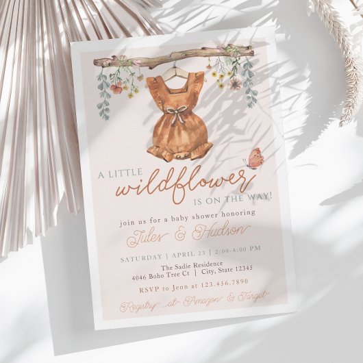 Boho Meisje Wildflower Baby in Bloom Shower Kaart