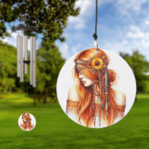 Boho Meisje Windgong – AI Kunst Veren, Boheems