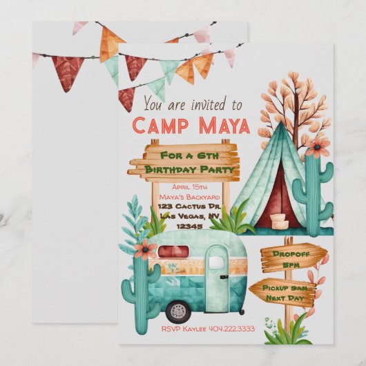 Boho meisjes die op een sluimerfeest rondgaan kaart (Voorkant / Achterkant)