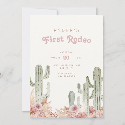 Boho meisjes eerste Rodeo Cowgirl verjaardag Kaart (Voorkant)