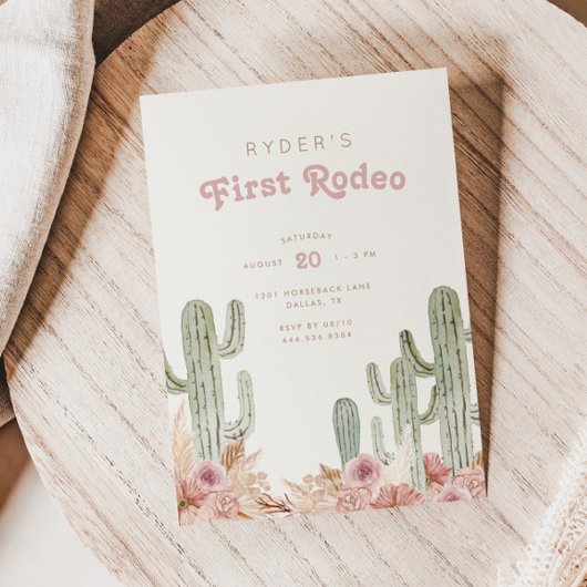 Boho meisjes eerste Rodeo Cowgirl verjaardag Kaart