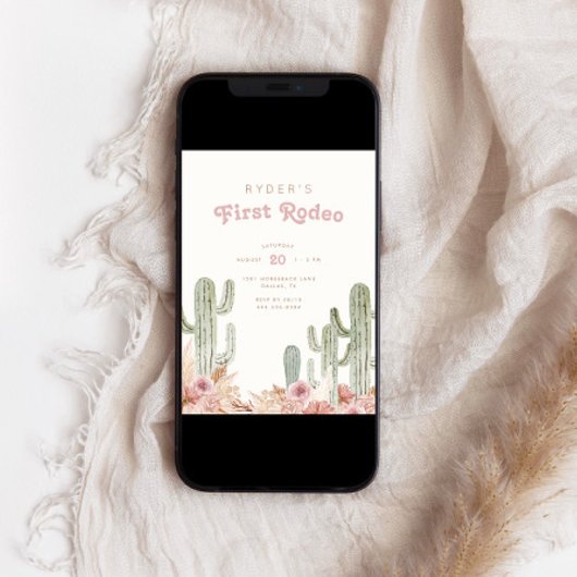 Boho meisjes eerste Rodeo Cowgirl verjaardag Kaart