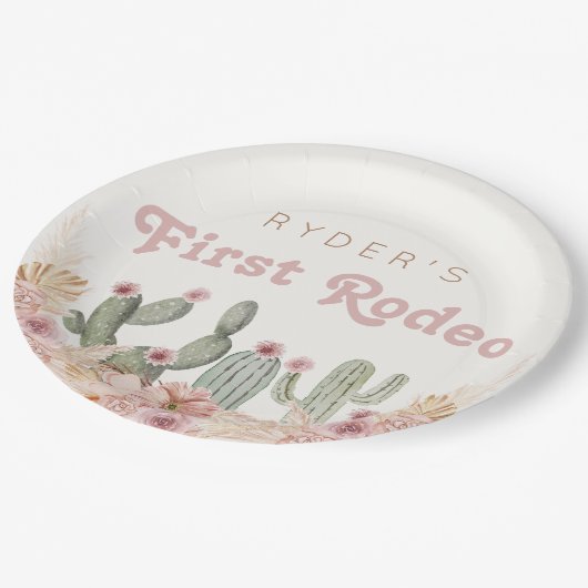 Boho meisjes eerste Rodeo Cowgirl verjaardag Papieren Bordje (Gekanteld)