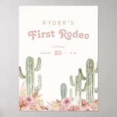 Boho Meisjes Eerste Rodeo Cowgirl Verjaardag Welko Poster (Voorkant)