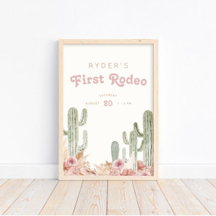 Boho Meisjes Eerste Rodeo Cowgirl Verjaardag Welko Poster