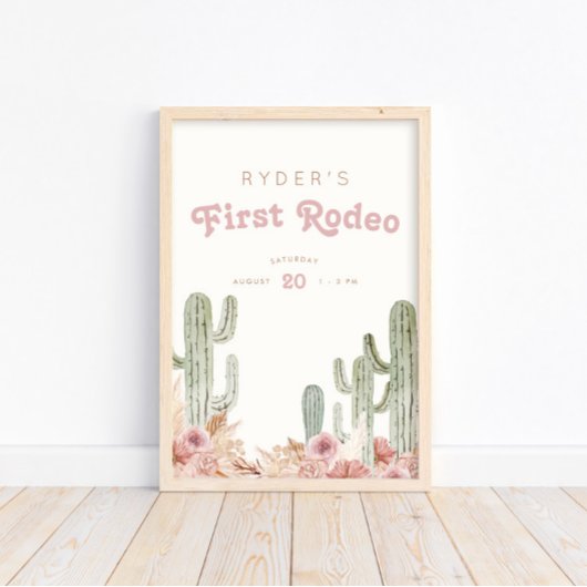 Boho Meisjes Eerste Rodeo Cowgirl Verjaardag Welko Poster
