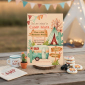 Boho-meisjes kampeer-slaperijfeest uitnodiging