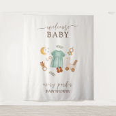 Boho Meisjes Kleding Baby shower Welkomstbord Wandkleed (Voorkant)