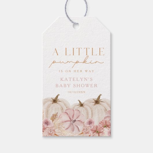 Boho Meisjes Pampas Gras Pompoen Favor & Cadeaulabel (Voorkant)