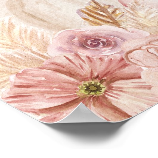 Boho Meisjes Pampas Grass Pompoen Welkomstbord Poster (Hoek)