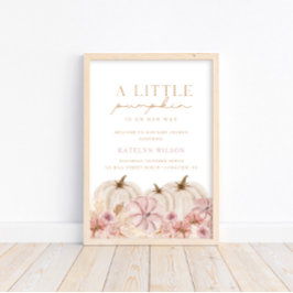 Boho Meisjes Pampas Grass Pompoen Welkomstbord Poster